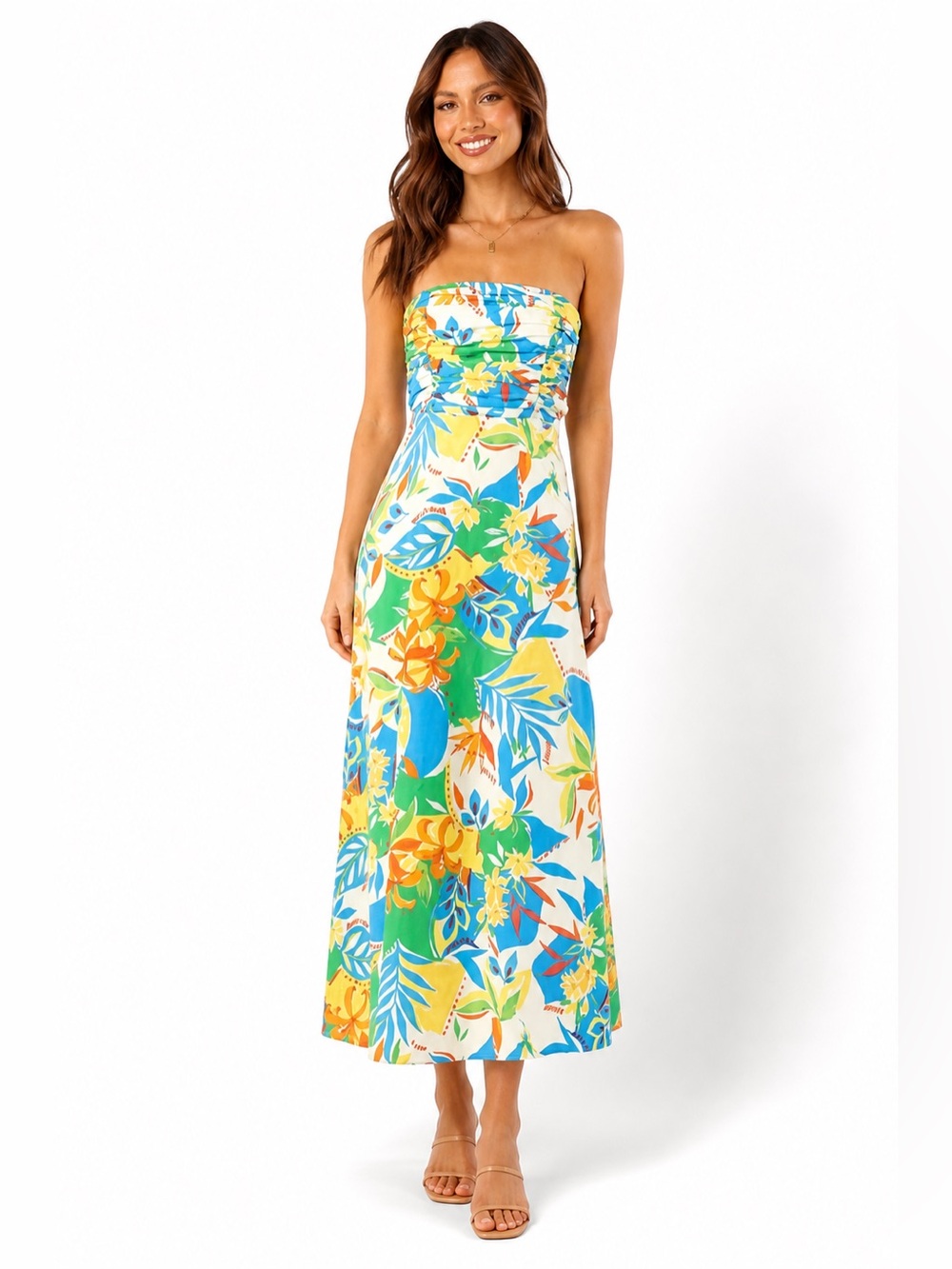 Runaway The Label Harriet Midi Dress Malta Print Tropical Size M revolve
